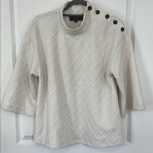 Anthropologie Sunday in Brooklyn Cream Button-Shoulder Quilted Top